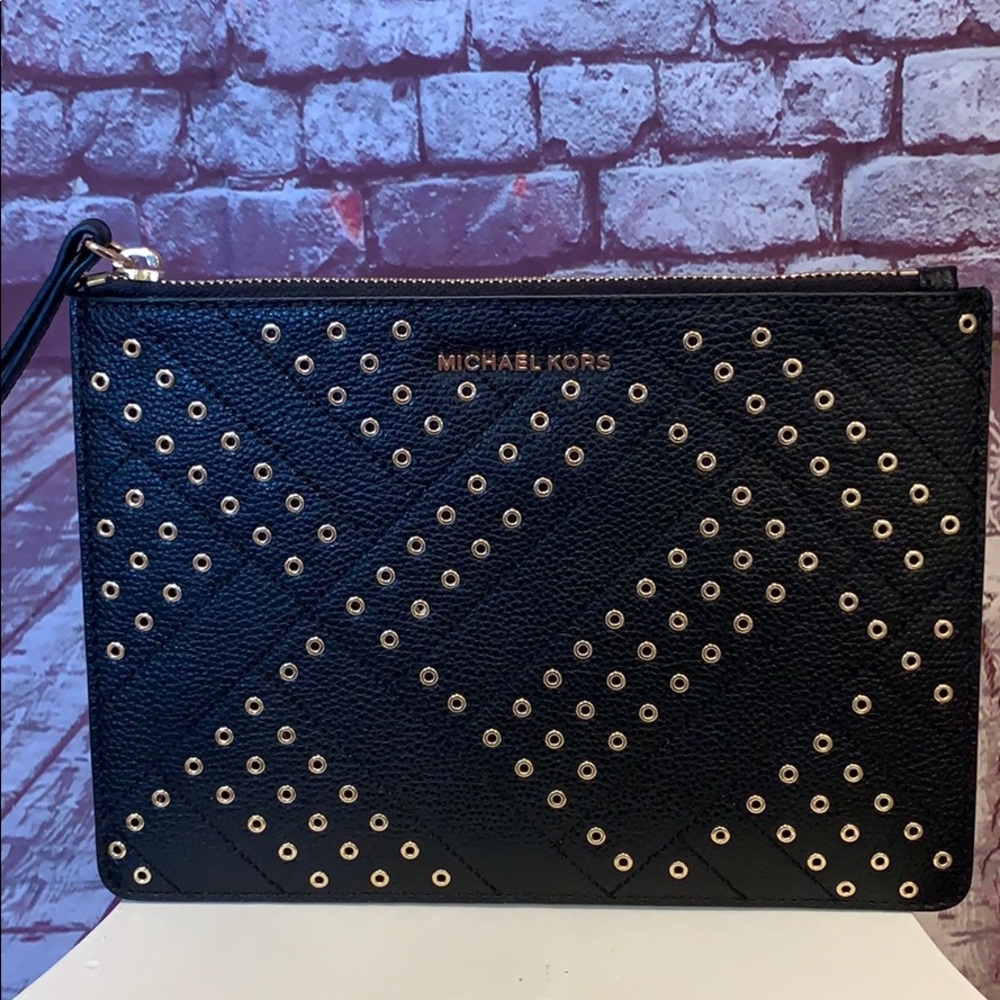 Michael Kors brand new studded zip clutch